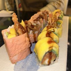 Okinawa Japanese Cuisine - L: spider-Spider Man Roll R: Mango Roll