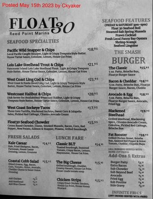 Menu photo 8 Float 30 Port Moody, BC