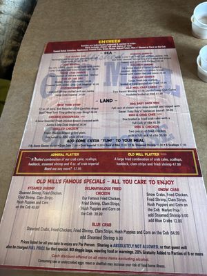 Menu photo 2 Old Mill Crab House Delmar, DE Menu photo 2 Old Mill Crab House Delmar, DE