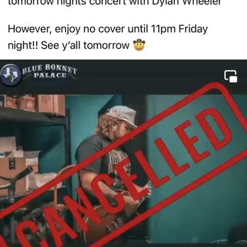 Blue Bonnet Palace - Dylan Wheelers concert was canceled.. - Music Venues Near Me - Selma, Texas