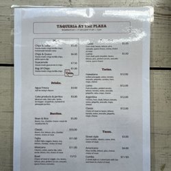 Taqueria at The Plaza - Menu