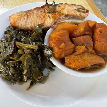 Melba's Restaurant - Salmon Dinner with choice of two sides. - Southern Near Me - New York, New York Melba's Restaurant - Salmon Dinner with choice of two sides. - Southern Near Me - New York, New York