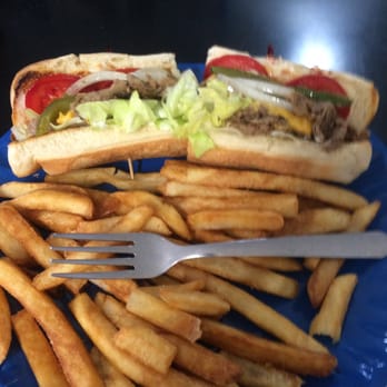 Razorback - Stake and cheese with french fries. - Barbeque Near Me - Chesapeake, Virginia