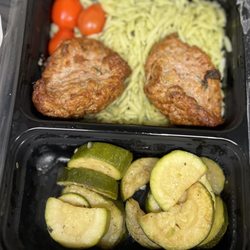 ReBuilt Meals - Turkey meatballs, pesto orzo, zucchini