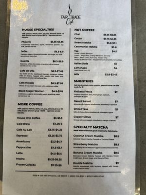 Menu photo 8 Fair Trade Cafe Phoenix, AZ