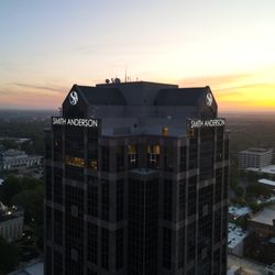 Capital Sign Solutions - Smith Anderson high-rise lighted signage in downtown Raleigh
