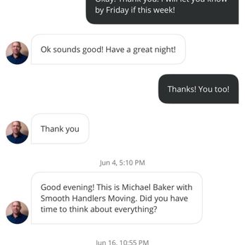 Smooth Handlers Moving - Exchange messages with owner Michael B - Movers Near Me Smooth Handlers Moving - Exchange messages with owner Michael B - Movers Near Me