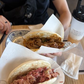 Changan Kitchen - Top: Chinese burger with cumin lamb  Bottom: Chinese burger with house special marinated beef - Noodles Near Me - Monterey Park, California