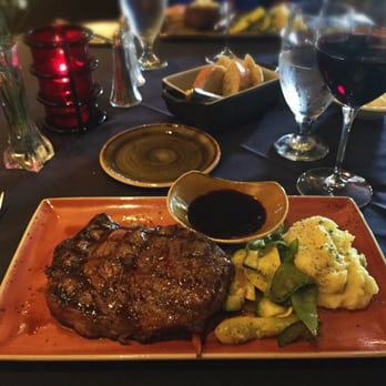 K-Bar Steak House - Excellent 16oz ribeye accompanied with fresh sautéed vegetables and mashed potatoes. Red wine Demi glaze was also good - Steakhouses Near Me - Canyonville, Oregon K-Bar Steak House - Excellent 16oz ribeye accompanied with fresh sautéed vegetables and mashed potatoes. Red wine Demi glaze was also good - Steakhouses Near Me - Canyonville, Oregon