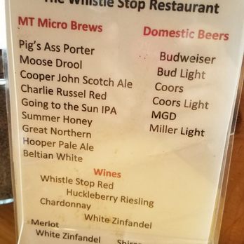 Whistle Stop Restaurant - Yes they have beer. - American Near Me - East Glacier Park, Montana Whistle Stop Restaurant - Yes they have beer. - American Near Me - East Glacier Park, Montana