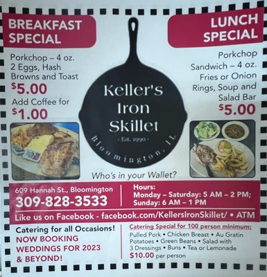 Menu photo 1 Keller's Iron Skillet & Catering Bloomington, IL Menu photo 1 Keller's Iron Skillet & Catering Bloomington, IL