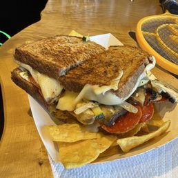 Rye, Brie, Swiss, veggie mix & peperoni!!!