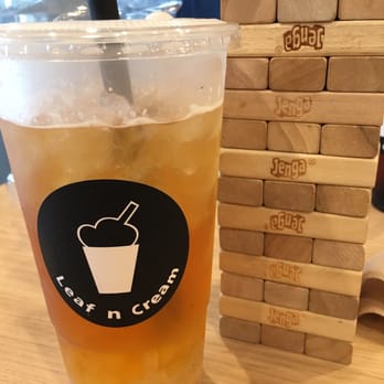Leaf N Cream - Black tea lychee, mango, and peach w/lychee jelly and mango popping pearls. - Bubble Tea Near Me - Tustin, California Leaf N Cream - Black tea lychee, mango, and peach w/lychee jelly and mango popping pearls. - Bubble Tea Near Me - Tustin, California