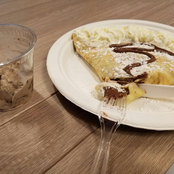 Baja Ice Cream - The crepe with bananas and Nutella. Mmm and the cookies and Cream ice cream. - Desserts Near Me - Fairfield, California Baja Ice Cream - The crepe with bananas and Nutella. Mmm and the cookies and Cream ice cream. - Desserts Near Me - Fairfield, California