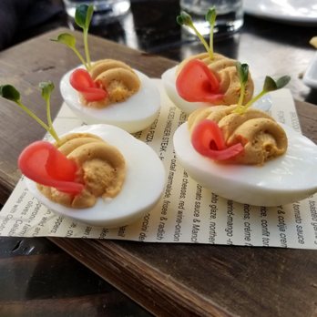 District - Devilled eggs - looks vaguely cute. Tasty with a bit of horseradish. - Tapas/Small Plates Near Me - San Jose, California District - Devilled eggs - looks vaguely cute. Tasty with a bit of horseradish. - Tapas/Small Plates Near Me - San Jose, California