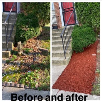 MT Landscaping - the before and after small red mulch job - Landscaping Near Me MT Landscaping - the before and after small red mulch job - Landscaping Near Me