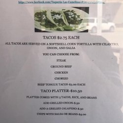 Taqueria Las Camelinas - 2020 Menu