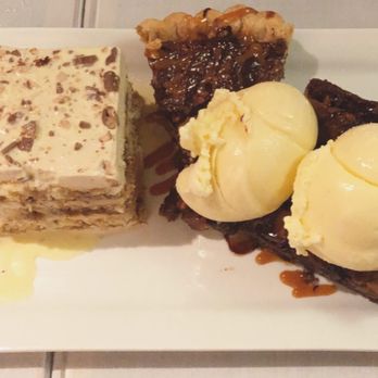 Walker's Drive-In - Dessert Trio - Heath Bar Tirimisu, Chocolate Pecan Pie, and the Big Bear Brownie // Follow us @thesoutherndish on Instagram - New American Near Me - Jackson, Mississippi