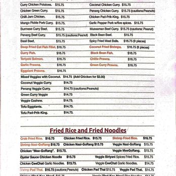 Green Elephant Restaurant - Menu November 2023 - Burmese Near Me - Loomis, California