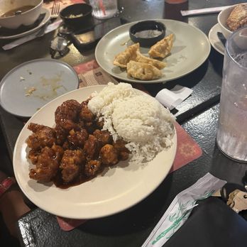 Bamboo - General Tso's Chicken and 8 Pork Dumplings Fried - Chinese Near Me - San Antonio, Texas