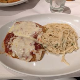 Eggplant Parmesan with herb pasta