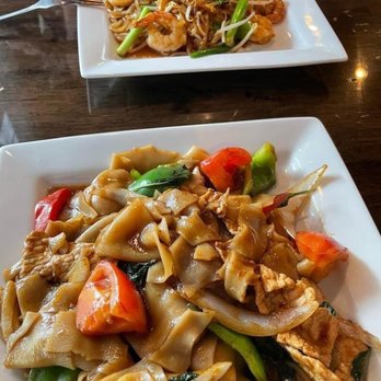 Capital Thai - Pad Thai (top). Drunken Noodles with pork (bottom) - Thai Near Me - Chesterfield, Virginia