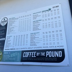 Ohana Coffee - Menu