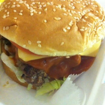 Grub Hub Cafe - a cheeseburger in a styrofoam container - Burgers Near Me - Mount Dora, Florida