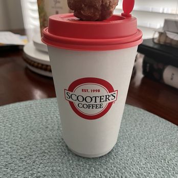 Scooter's Coffee - Medium coffee and mini vanilla glazed donut - Coffee & Tea Near Me - Columbia, South Carolina Scooter's Coffee - Medium coffee and mini vanilla glazed donut - Coffee & Tea Near Me - Columbia, South Carolina