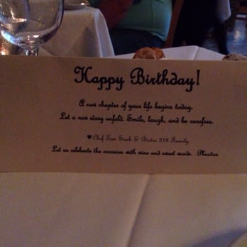 Bistro 218 - My surprise at the table! - French Near Me - Birmingham, Alabama