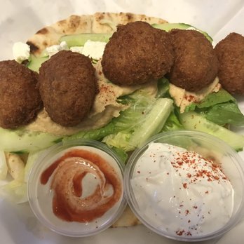 Opa Greek Restaurant - UNDER SANDWICHES/WRAPS: Falafel Pita- FRESHLY MADE!! VG!! (added Hummus & Feta Cheese) - Greek Near Me - Naples, Florida Opa Greek Restaurant - UNDER SANDWICHES/WRAPS: Falafel Pita- FRESHLY MADE!! VG!! (added Hummus & Feta Cheese) - Greek Near Me - Naples, Florida