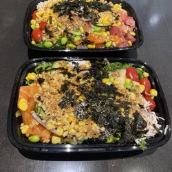 Pokeway - Two medium bowls packed to the brim with toppings and fresh seafood