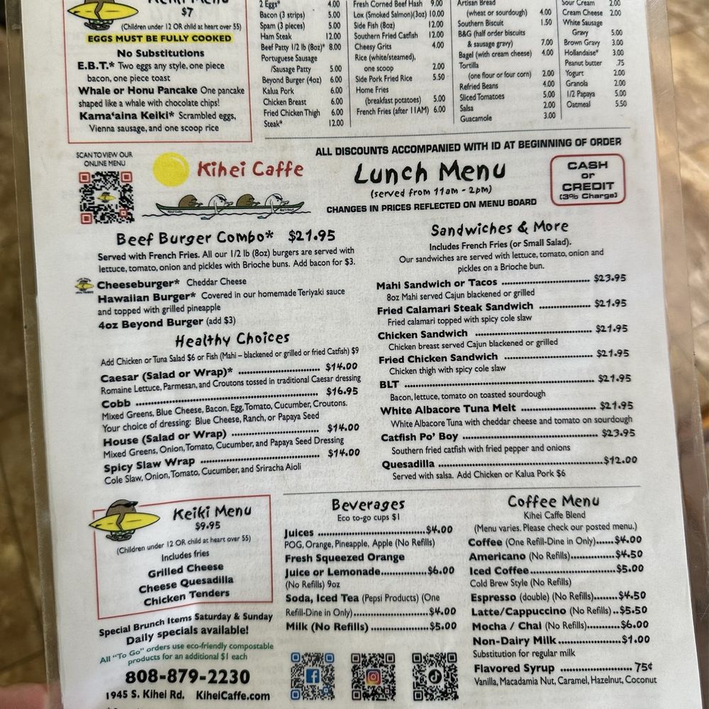 Kihei Caffe - Menu - 2024.08.22 - Hawaiian Near Me - Kihei, Hawaii Kihei Caffe - Menu - 2024.08.22 - Hawaiian Near Me - Kihei, Hawaii