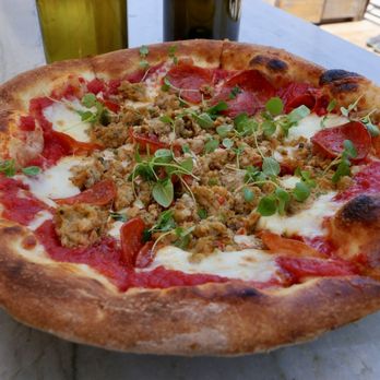 Skal Pizza - Pepperoni Pizza (added sausage and homemade ranch on the side) - Pizza Near Me - Newport Beach, California