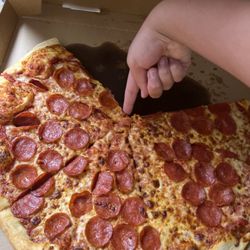 Costco Food Court - unevenly uncut pizza from dante