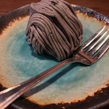 Yoshiya Kitchen - The Black Sesame Mont Blanc Cake - Ramen Near Me - Las Vegas, Nevada Yoshiya Kitchen - The Black Sesame Mont Blanc Cake - Ramen Near Me - Las Vegas, Nevada