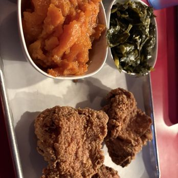 Hard Knox Cafe - Fried Chicken (3) with Collard Greens and sweet potatoes. - Soul Food Near Me - San Francisco, California Hard Knox Cafe - Fried Chicken (3) with Collard Greens and sweet potatoes. - Soul Food Near Me - San Francisco, California