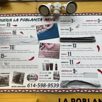 La Poblanita - a menu for a restaurant - Food Stands Near Me - Columbus, Ohio La Poblanita - a menu for a restaurant - Food Stands Near Me - Columbus, Ohio