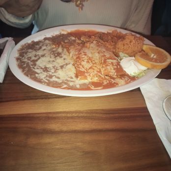 Los Compadres - Chicken enchilada, refried beans and rice - Mexican Near Me - Norwalk, California