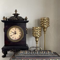 Upscale Resale Pces - Nice heavy clock for the mantle or candle holders to accent any area of the home.