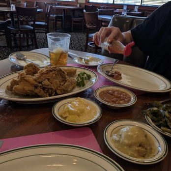 Colonnade - Mixed fried chicken with pintos, squash casserole, dressing and greens with sweet tea. - Southern Near Me - Atlanta, Georgia