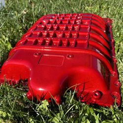 Aces Coatings - Hellcat blower lid done in heavy silver bad with silver metal flake and topped with lollipop red