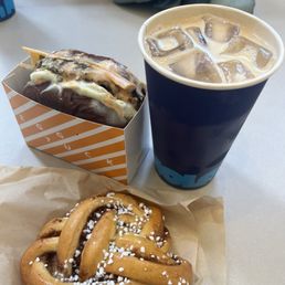Iced Lavender Yuzu Latte & Swedish cardamom bun Iced Lavender Yuzu Latte & Swedish cardamom bun