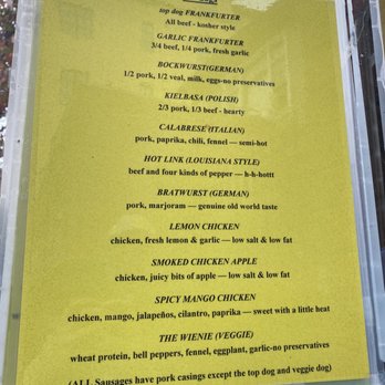 Top Dog - Menu as of October 2021. All hotdogs are cased in pork except the veggie and top dog. - Hot Dogs Near Me - Berkeley, California Top Dog - Menu as of October 2021. All hotdogs are cased in pork except the veggie and top dog. - Hot Dogs Near Me - Berkeley, California