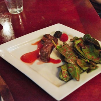 Salmon n' Bannock - Grilled Venison Striploin with Spinach and Caramelized Onion Salad, Blackberry Vinaigrette - Canadian (New) Near Me - Vancouver, British Columbia