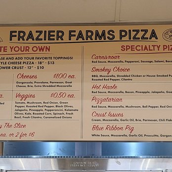 Frazier Farms - Their pizza menu - Grocery Near Me - La Mesa, California Frazier Farms - Their pizza menu - Grocery Near Me - La Mesa, California