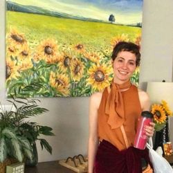 Moore Colour Face Painting - Sunflowers, all day long. 36x48 acrylics