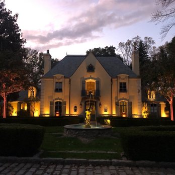 Outdoor Contracting - French Chateau fountain and lighting - Landscaping Near Me - Charlotte, North Carolina