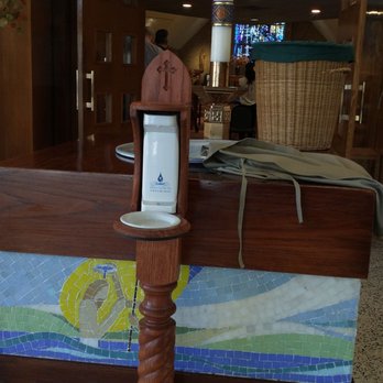 Corpus Christi Catholic Church - Holy water dispenser is touchless. - Churches Near Me - Houston, Texas