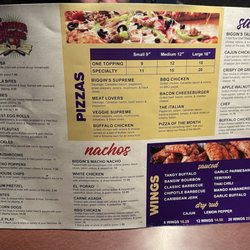 Emerson Biggins Sports Bar & Grill - Menu (front) 12.24.24